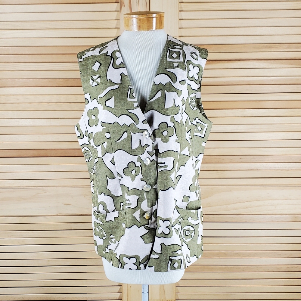 Lilli Ann linen vest vintage 80s Medium to Large